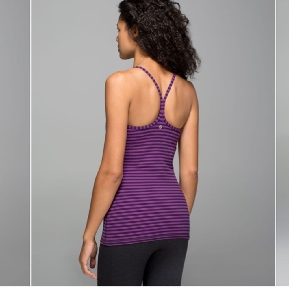 Lululemon Power Y Tank Top Racerback Striped Purple Grey Size 8